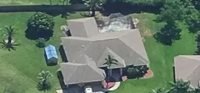 Aerial view of the roof of a house